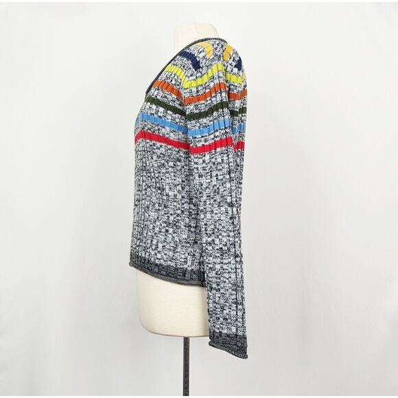 Vintage Y2K Sweater Colorful Stripe Space Dye Knit V-Neck Juniors Size XL - Picture 3 of 6